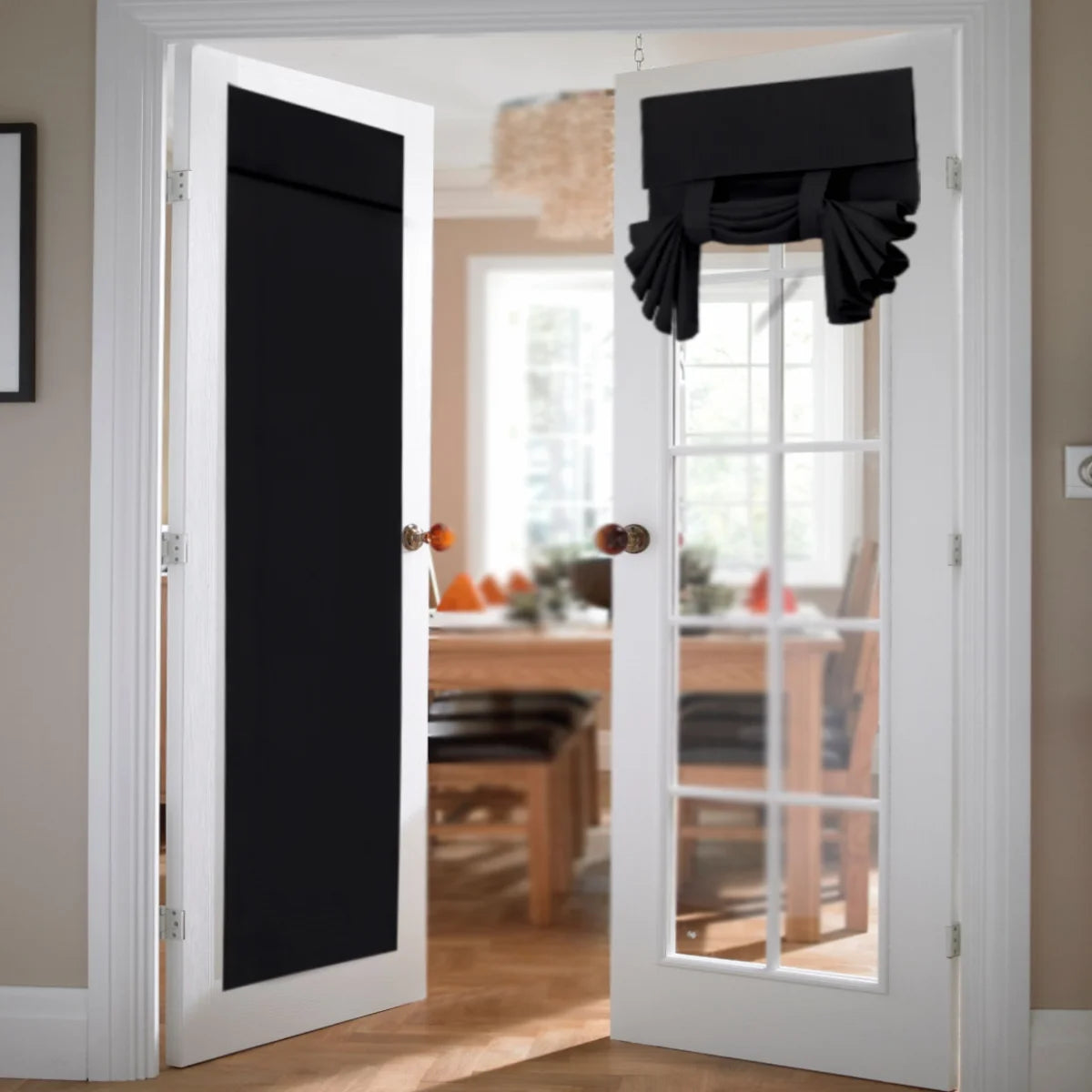 rideau porte double vitrage tissu polyester opaque decoratif bandeau fronce couleur gris foncé rouge