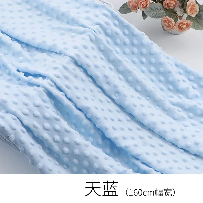 tissu brocart polyester 160cm texture points bleu clair blanc gris confortable doux matériau bricolage