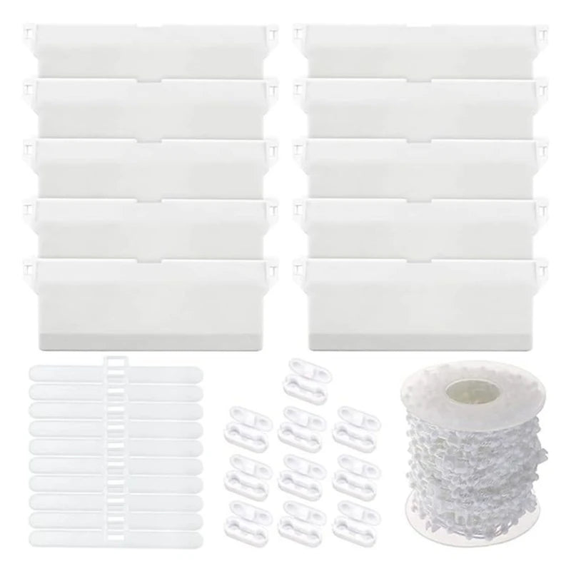 rideau lamelles blanc moderne 10m chaîne clips opaques 20pc set
