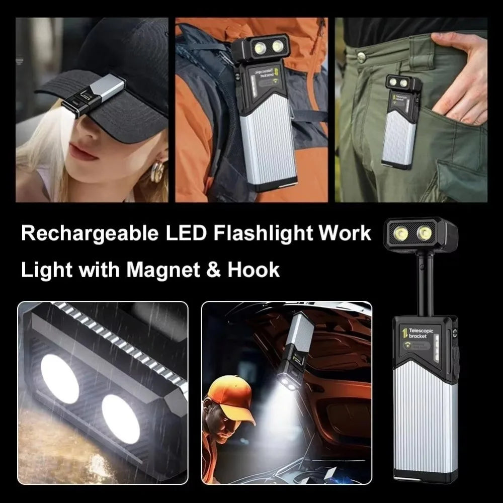lampe torche rechargeable aimantée réglable noir moderne rayures horizontales