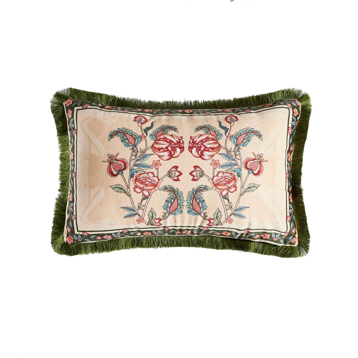 coussin vintage floral rose feuille bleue polyester coton 30x50 45x45 50x50 décoratif chaise canapé