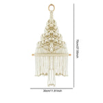 décoration murale macramé géométrique bohème franges suspendu tige bois ethnique artisanal triangles losanges