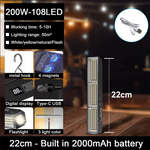 lampe travail led rechargeable aimant noir moderne multifonctionnelle 400w ip66 étanche usb