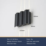 lampes murales extérieures noir ondulées ip55 6w 12w 18w moderne aluminium
