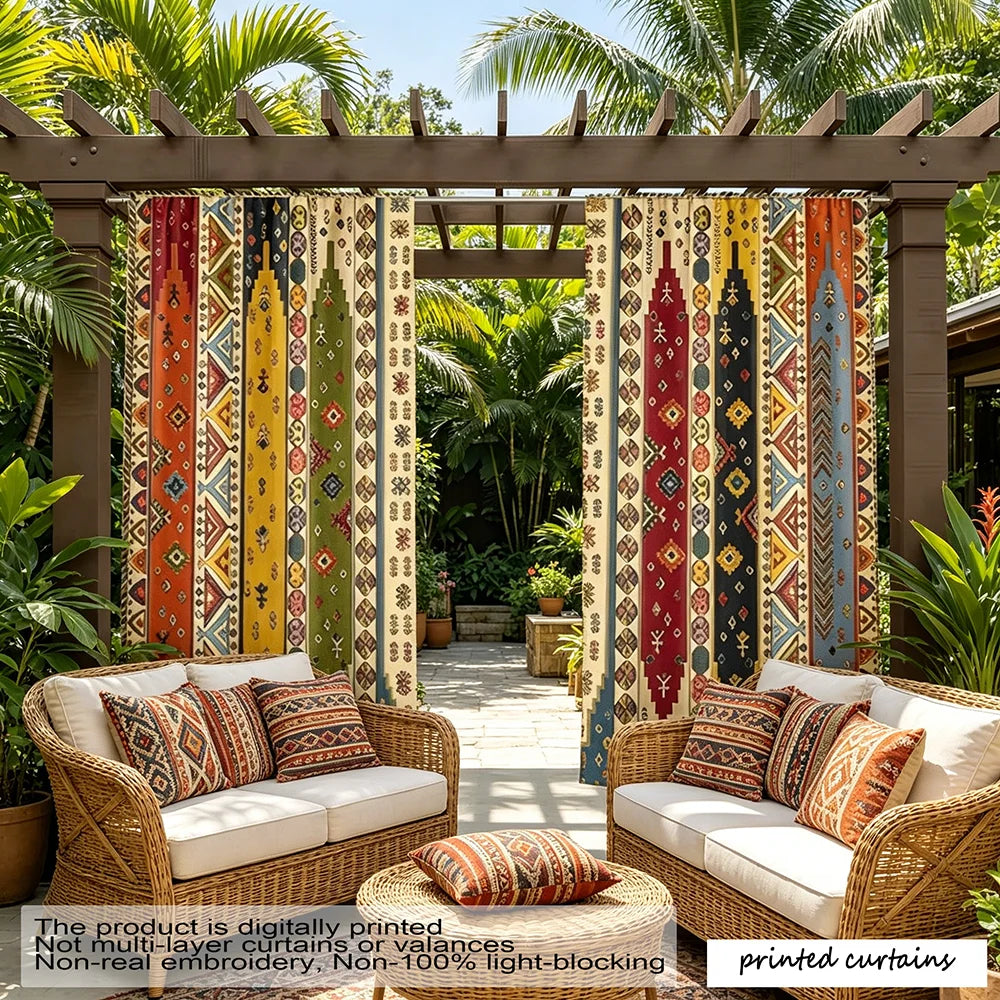 rideaux imprimés géométriques multicolore moderne opaques polyester inclusiaux fenêtres