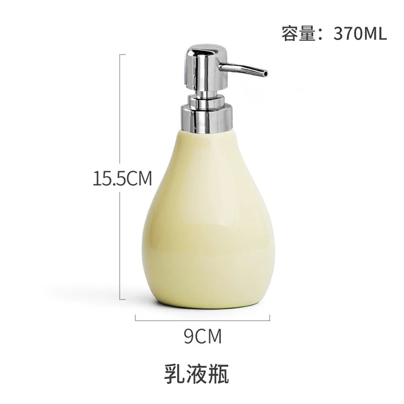 ensemble accessoires salle bain porcelaine moderne distributeur savon gobelet porte brosse dents