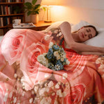 couverture rose imprimé floral fleurs blanches moderne polyester douce 100x130cm 130x150cm 150x200cm opacité fixations