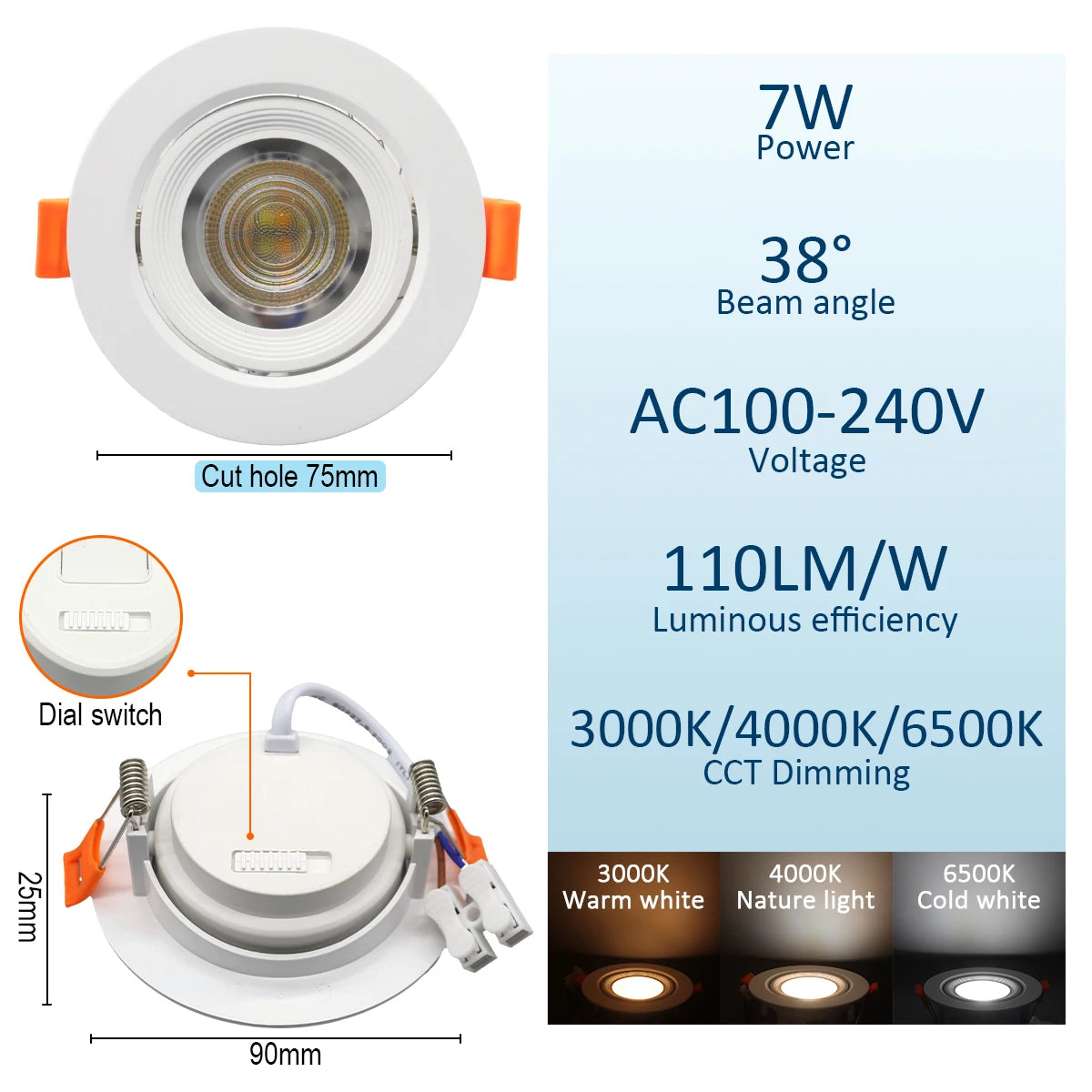 spots led ajustables blanc noir modernes lumiere salon cuisine minimaliste clips amovibles