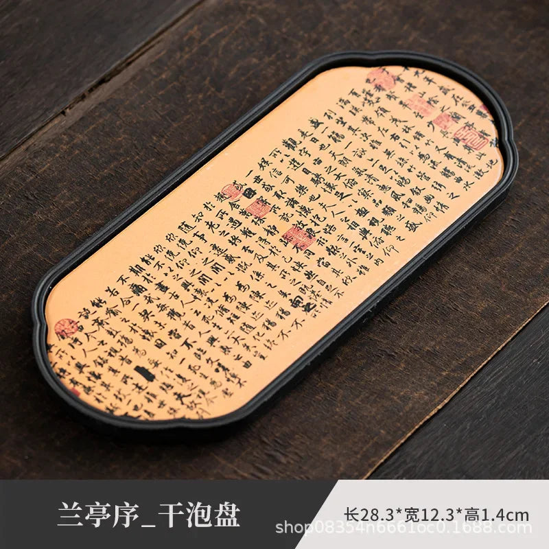 plateau thé traditionnel fleuri couleur noir tasse théière serviette asiatique