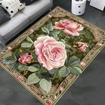 tapis floral rouge fleurs feuilles bordure ornée polypropylène polyester antidérapant extérieur intérieur chambre salon