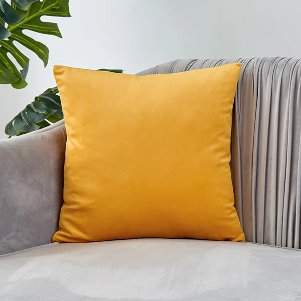 housses velours coussins decoratifs jaunes modernes salon chambre 45x45cm
