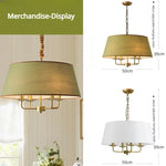 lampe suspendue or beige vert olive tissu fin métal minimaliste américaine chaîne ajustable ampoules
