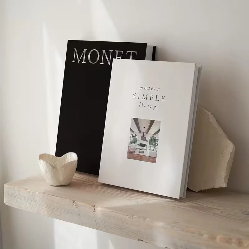 décor maison livres faux minimaliste beige marron blanc empilables plastique objetos decorativos estilo minimalista