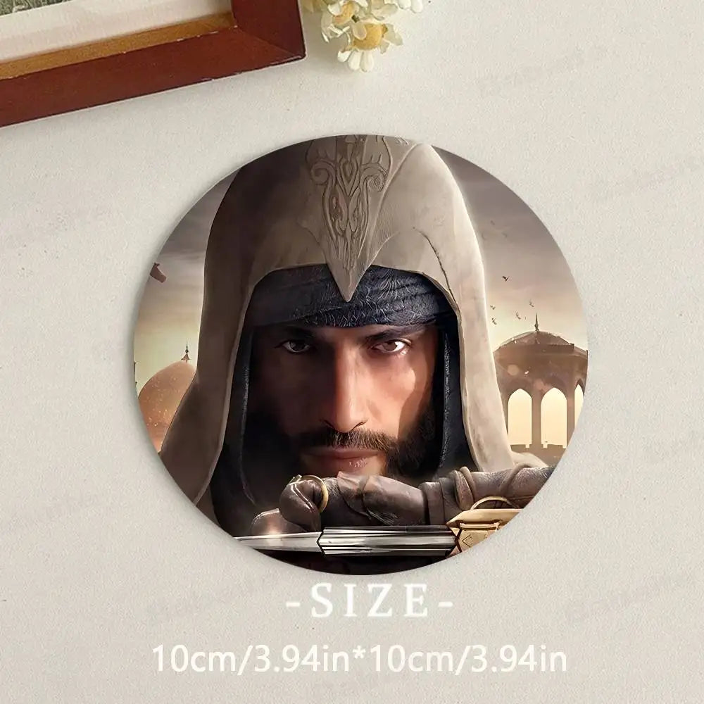 coasters multicolores assassin's creed personnages réalistes table hygiène bois écofriendly moderne domestique