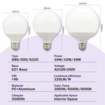ampoules led blanc modernes e27 80mm 95mm 120mm 10w 15w 18w 270deg translucent