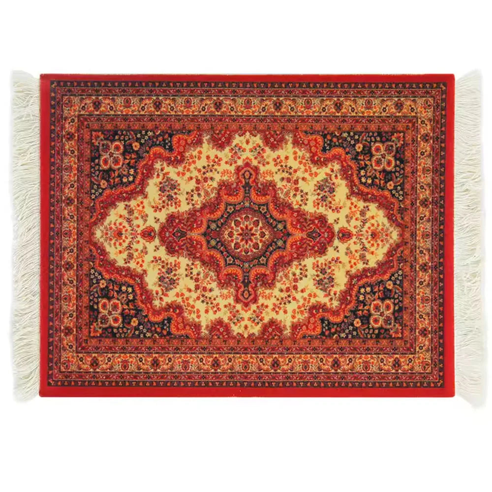 tapis sol persan motif floral classique franges décoration intérieur maison