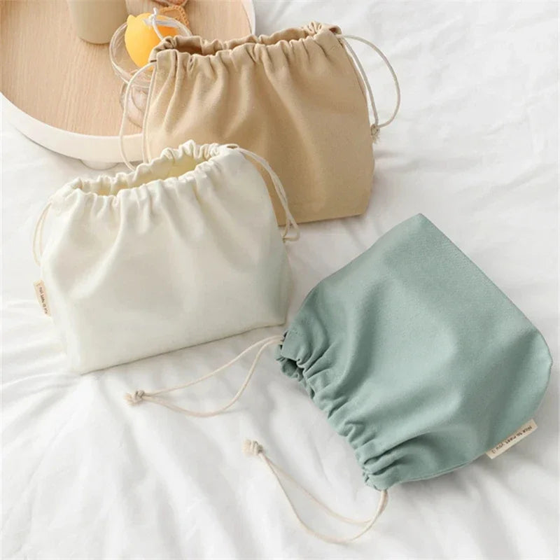 sac toile réutilisable multi usages rangement coton beige blanc jaune bleu rose marron minimaliste