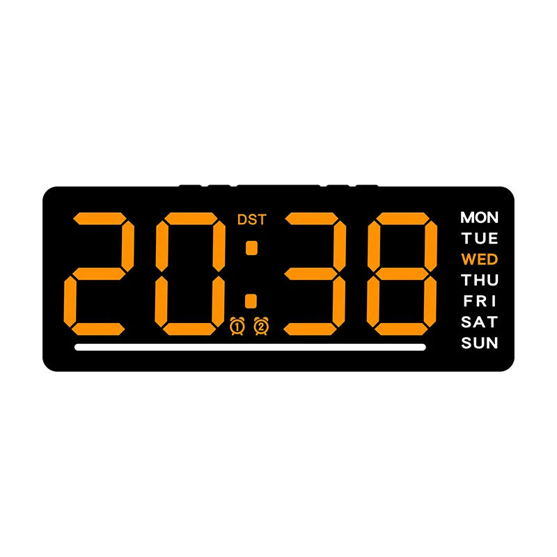 horloge numérique led affichage semaine double alarme noir vert bleu moderne minimaliste