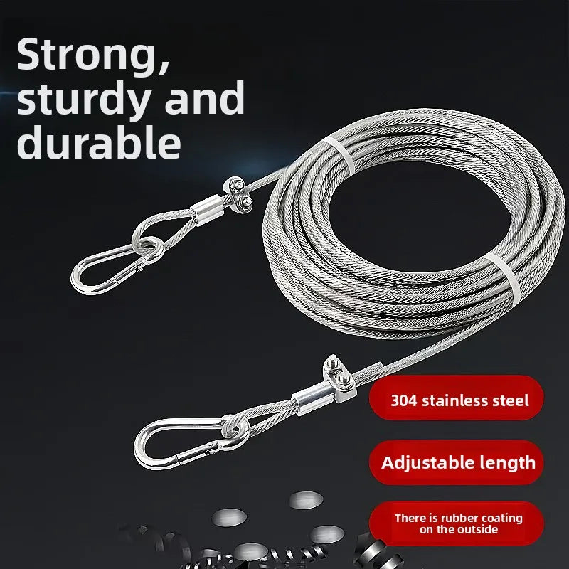 corde linge corde inoxydable résistante 10m 5m 2m balcon moderne argente boucles sécurité