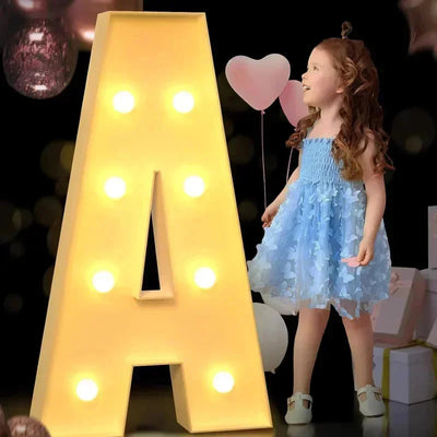 Lettre lumineuse LED géante 100cm noire pour décoration d'anniversaire