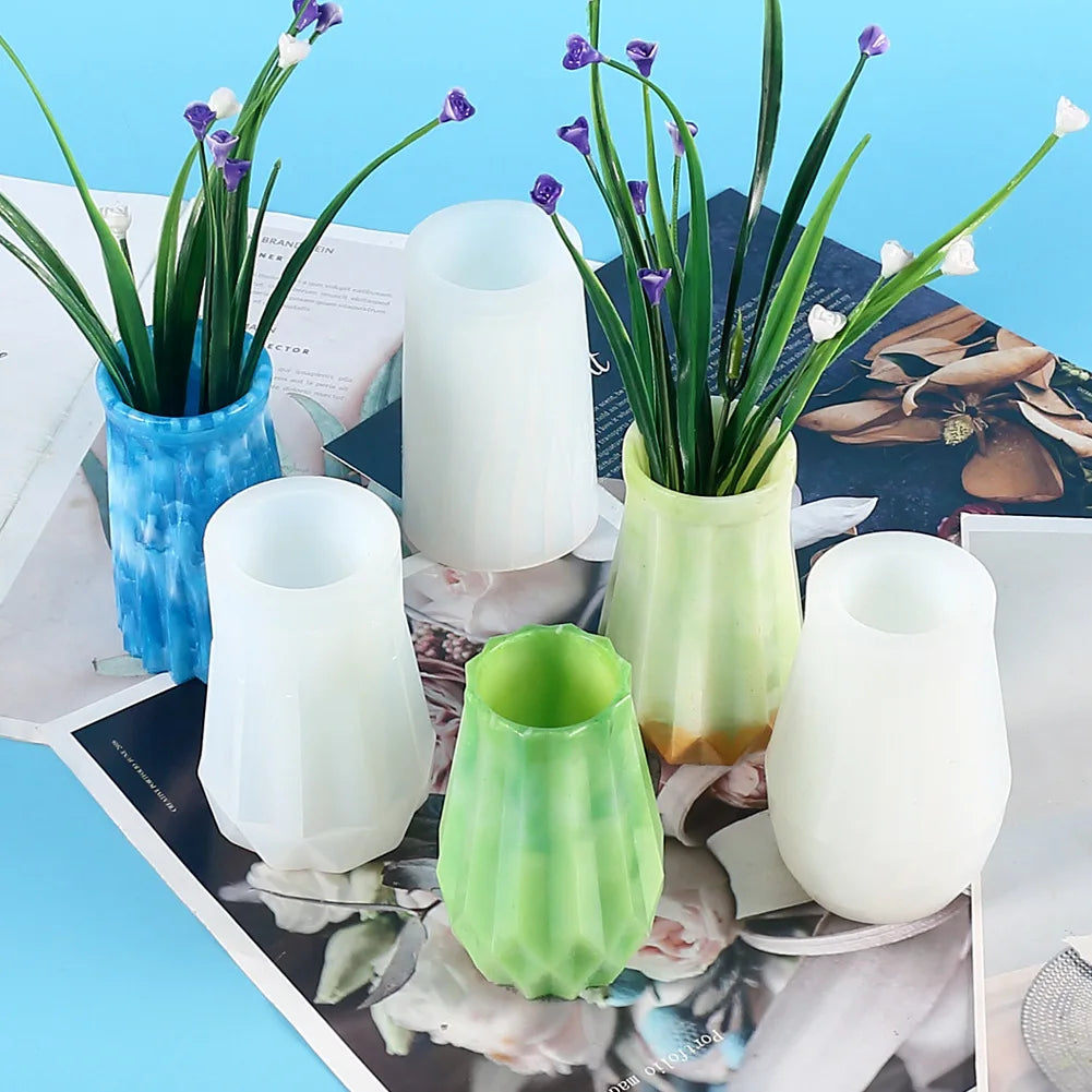 moules silicone vase décoratif texturé moderne opaques variés couleurs bleu vert blanc