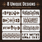 gabarits peinture géométriques motifs blancs adhésifs décoration murale diy mid century atomic