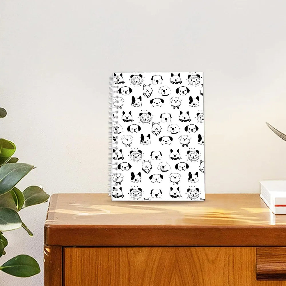 carnet notes blanc moderne 40 pages autocollantes motifs chiens stylos adhésifs spirale