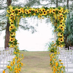 Guirlande fleurs tournesol feuilles vertes décoration extérieure mariage anniversaire baby shower festive naturelle