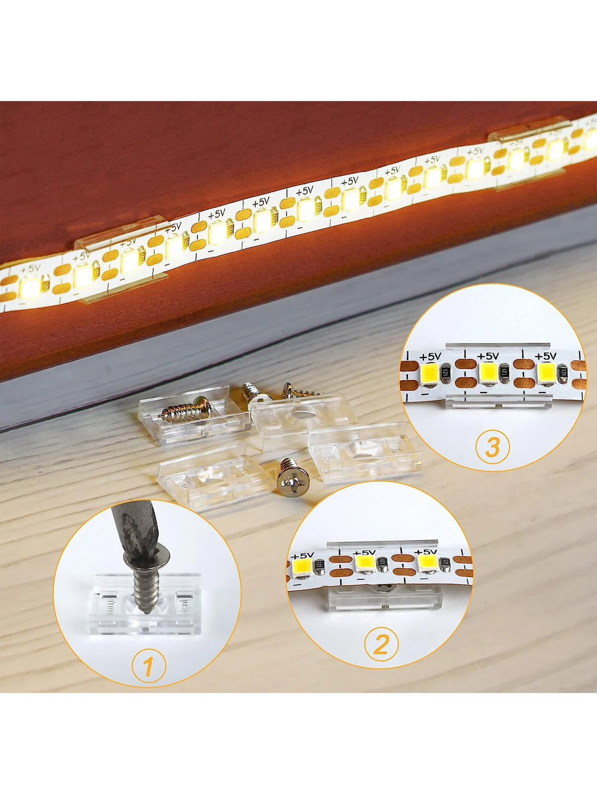 clips ruban led transparent clips vis acier inoxydable moderne ensemble fixations led