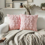 housse coussin moderne motif nœuds blanc bleu doux coton polyester 45x45cm