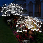 décorations solaires feu d'artifice blanc jaune multicolore moderne filament lumineux extérieur jardin camping