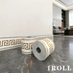 ruban decoratif autoadhesif moderne motif croix grecque blanc or 50cm large elastique decore intérieur