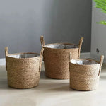 paniers rangement rotin marron clair tressé réutilisables pliables boho chic 20 25 30cm