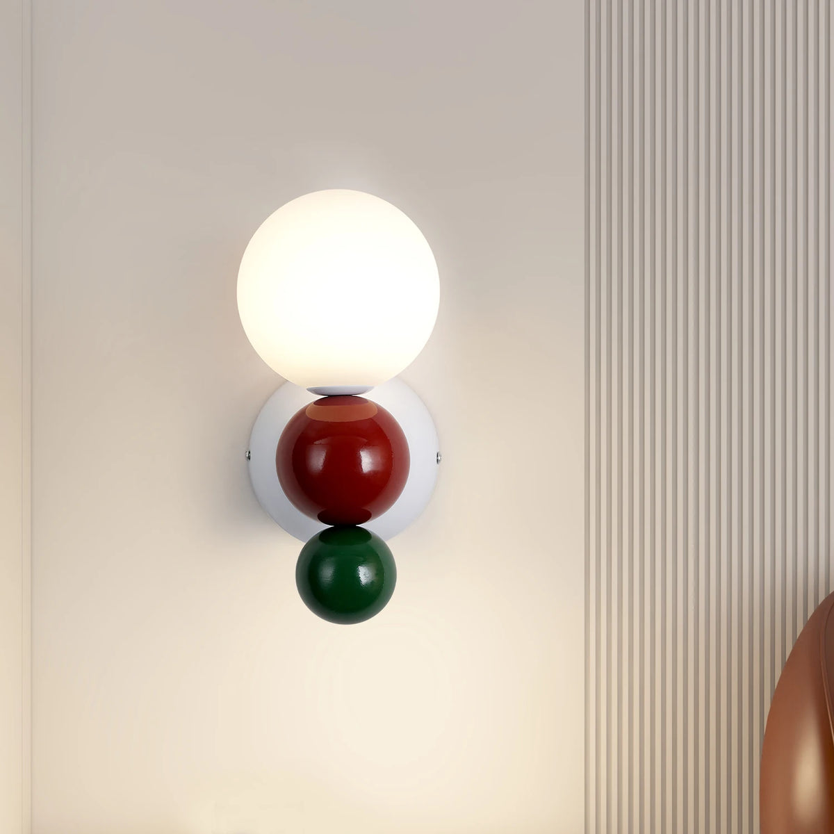 lampe murale moderne sphères rouge blanc vert adhésif métal plastique led chambre salon cuisine