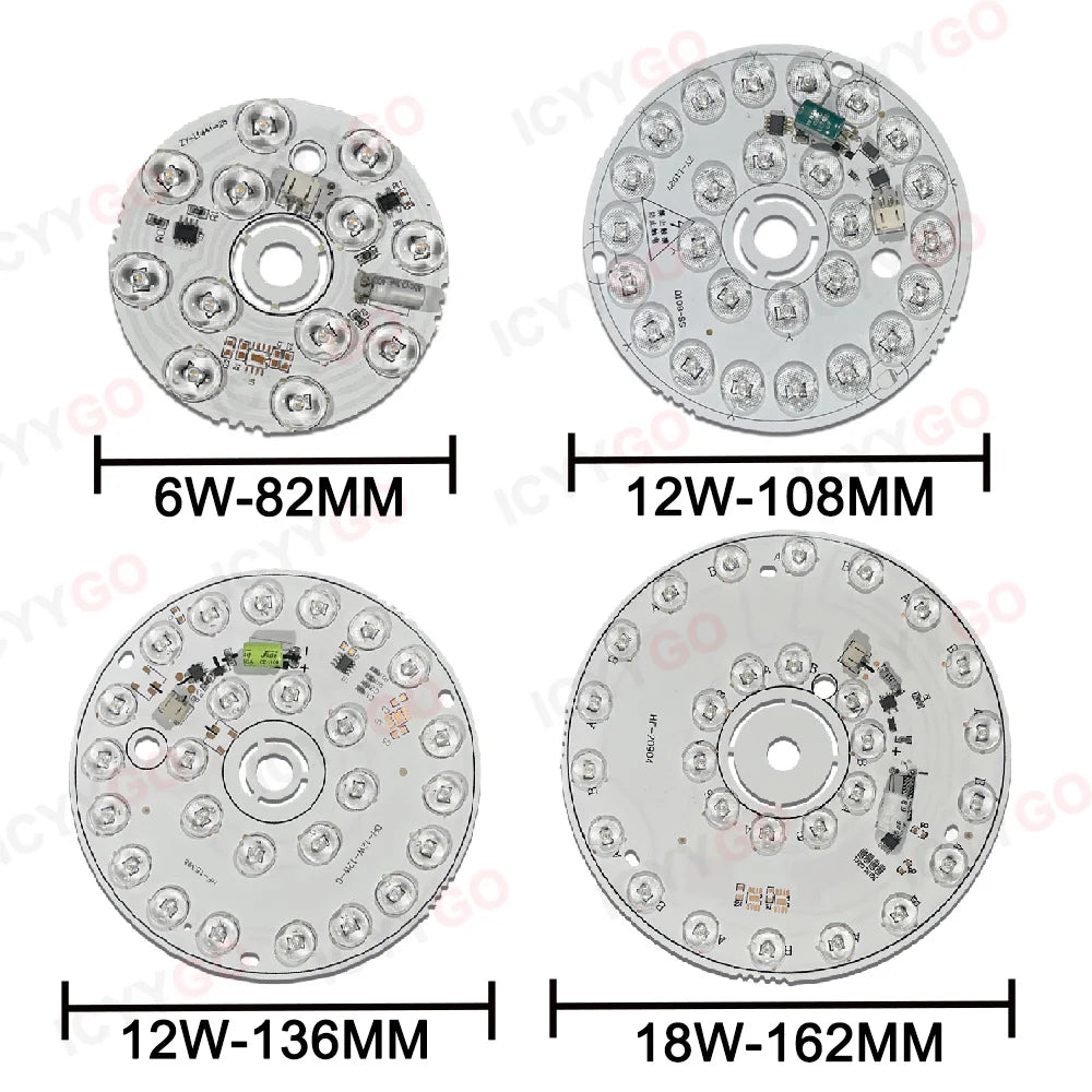 plaque led 12w 108mm 14w 162mm 3000k 6000k argentée moderne diodes circulaires haute luminosité