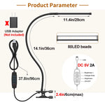 lampe flexible led noir pince usb 10 niveaux luminosité moderne adjustable interrupteur