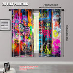 rideau moderne graffiti multicolore polyester 29.53x65.35in 41.34x90.55in decoration fete famille abstraite