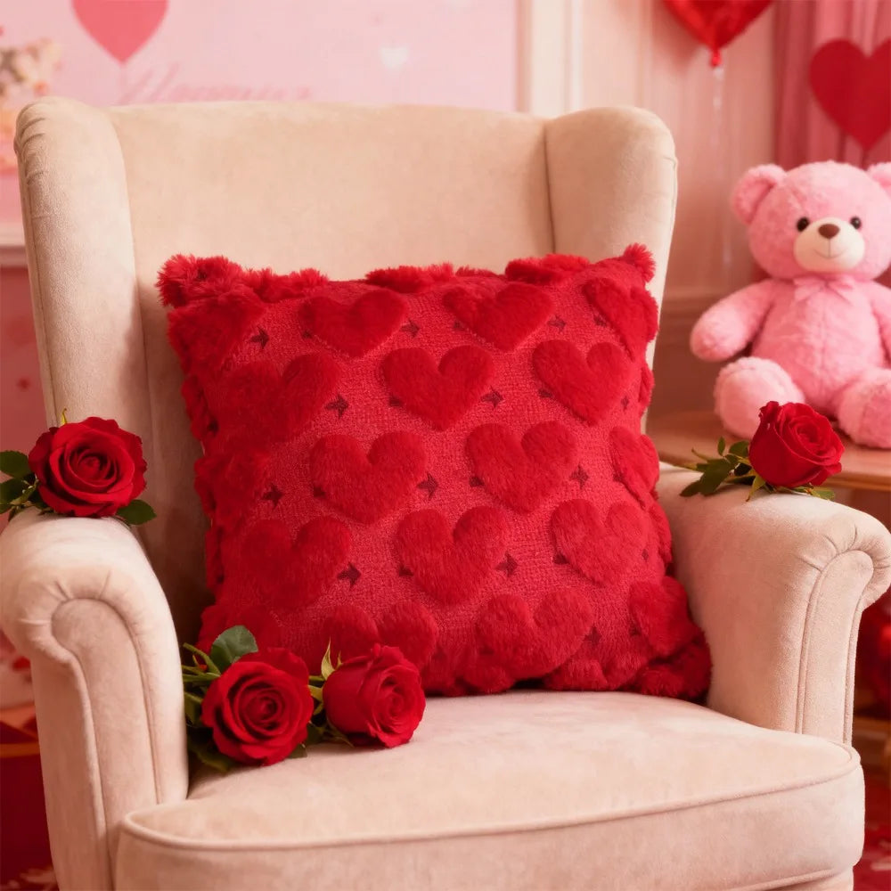 coussin rouge motif cœurs doux opacité 45cm 45cm lit décoration romantique polyester coton