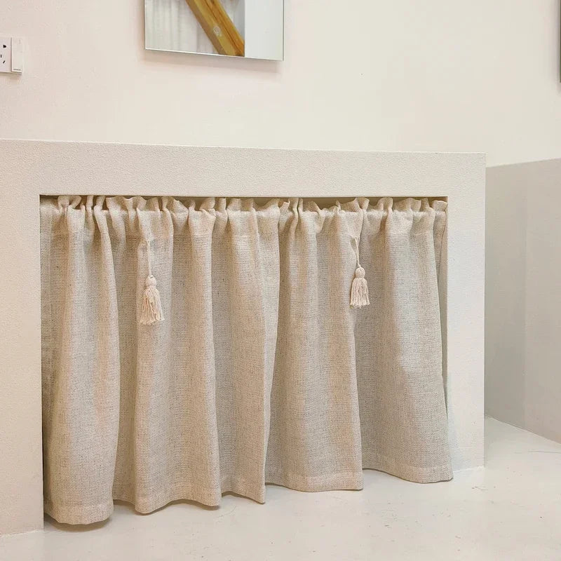 rideau coton lin beige rustique bohème fenêtre tringle decoration interieur champetre boheme tasson corde