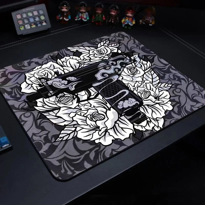 tapis souris jeu violet rose noir motif abstrait texture lisse moderne graphique adhésif
