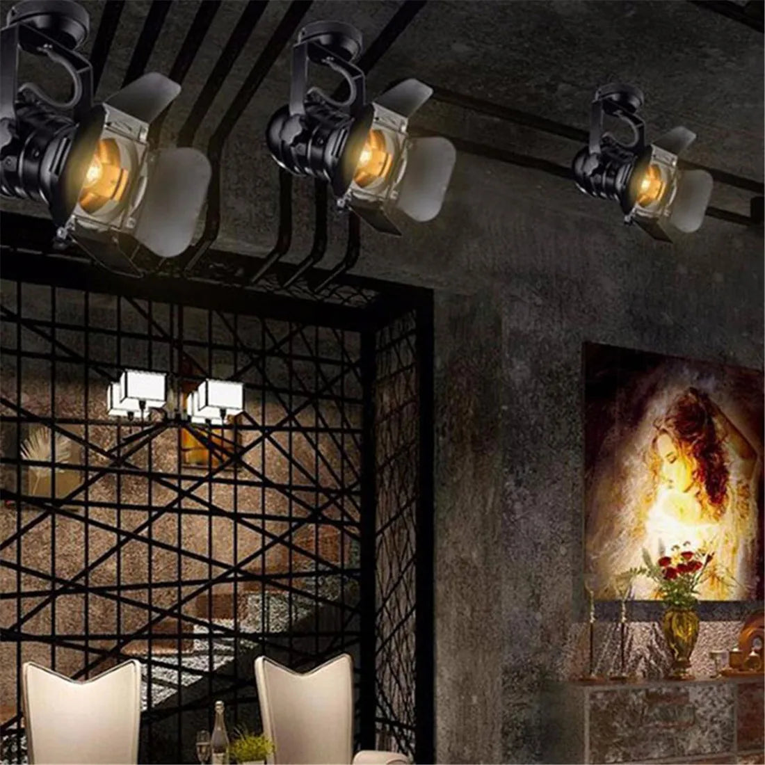 projecteur mural led noir moderne surface fixe vis cable grille différentes tailles