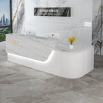 comptoir accueil moderne blanc tiroirs rangement mobilier commercial luxe minimaliste
