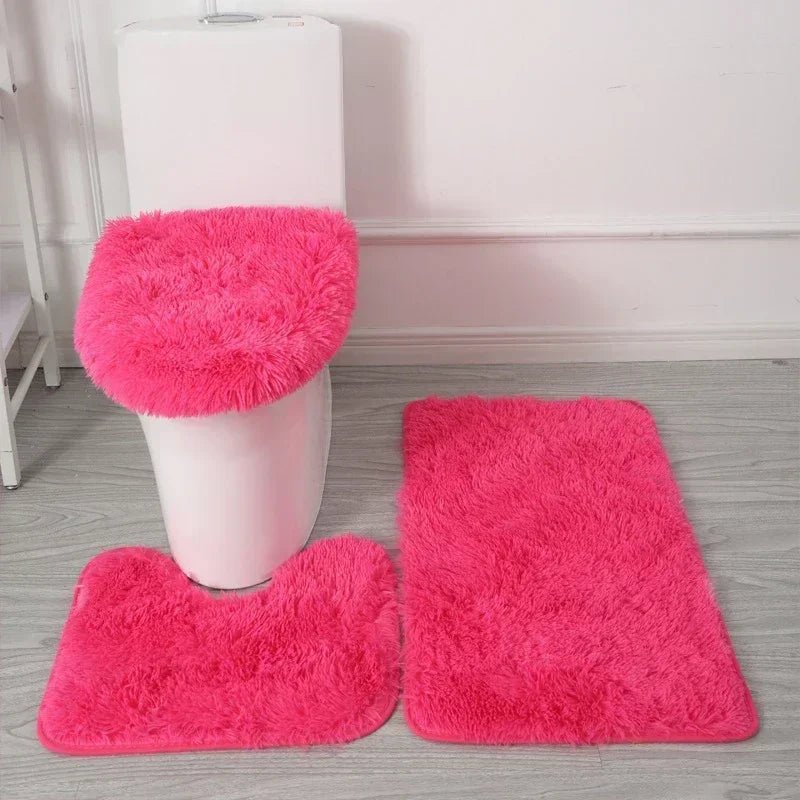 ensemble tapis salle bain pièces beige clair peluche douce antidérapant moderne absorbant