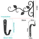 supports muraux plante suspendue noir feuilles stylisées vis piquets artisanal floral