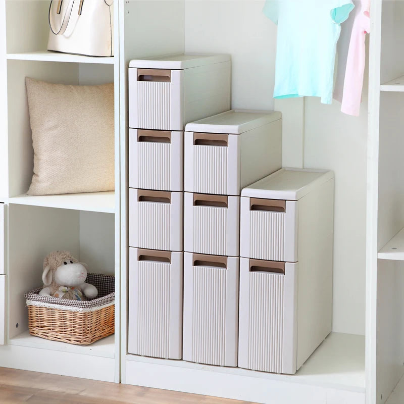 rangements salle bain meuble storage vertical cinq étages tiroirs amovible moderne lignes verticales opaque