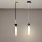 lampe suspendue moderne sphère noire tube blanc doré led salon chambre