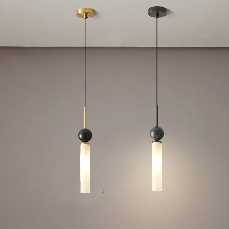 lampe suspendue moderne sphère noire tube blanc doré led salon chambre