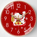 horloge murale moderne chat japonais rouge dessin animé salle séjour abs opacité fixée