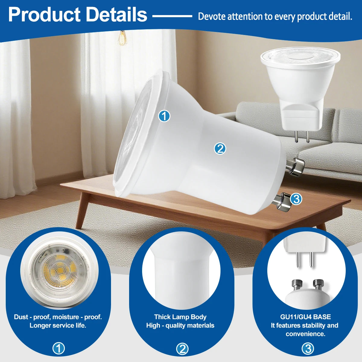 lot ampoules led spot gu11 gu4 blanc éclairage intérieur moderne maison