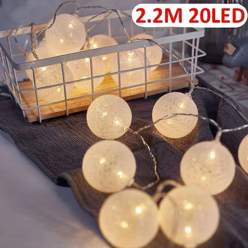 guirlande lumineuse multicolore cotonné moderne 20 led 2mètres auto batterie usb